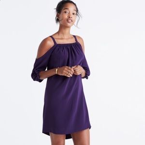 Madewell $155 Silk Cold-Shoulder Dress Size 8